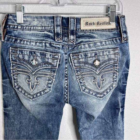Rock Revival Jeans Women 24 Alivia Skinny Jean Embroidered Pocket B27 - Picture 4 of 10